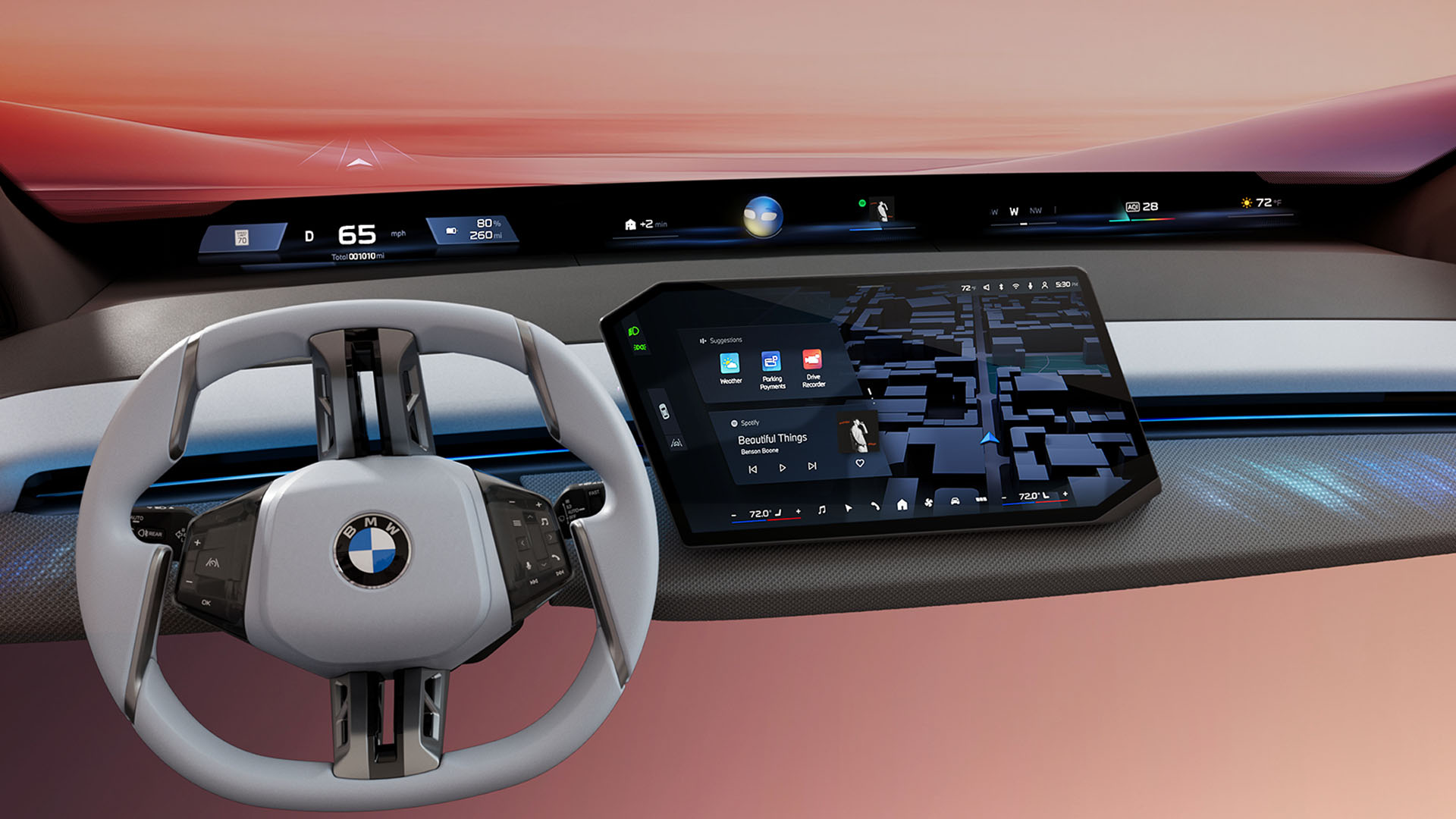 Das neue Panoramic iDrive bei seiner Vorstellung auf der CES