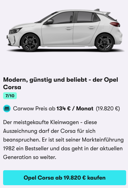 Corsa Car Card