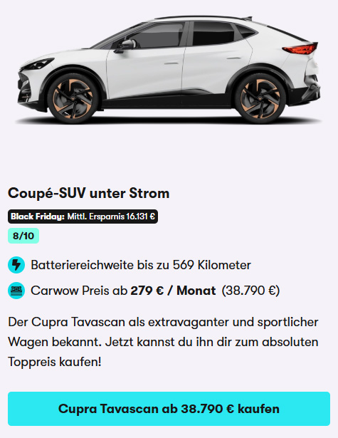 Cupra Tavascan Black Friday Deal 2025 Car Card