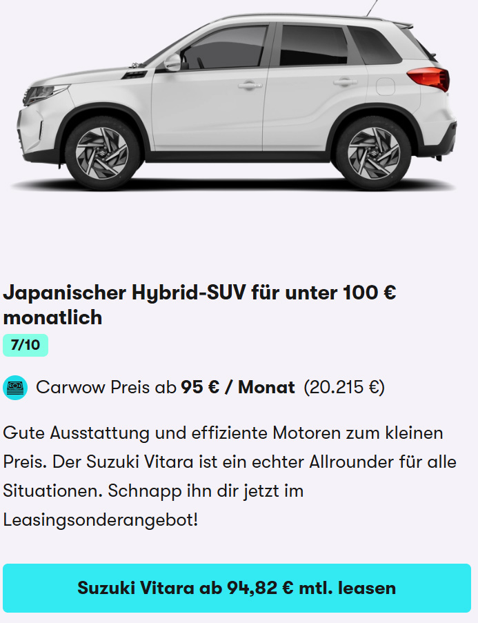 Suzuki Vitara Black Friday Leasing Deal 2025 Car Card