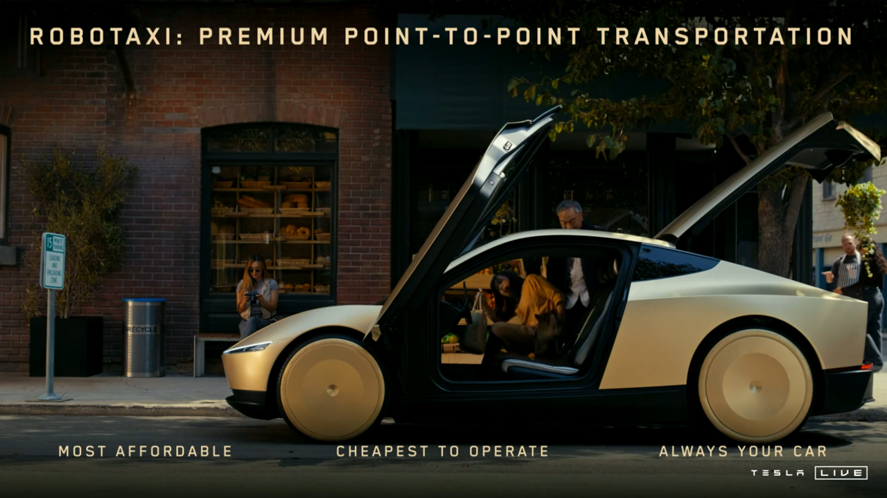 Tesla Cybercab mit offenen Türen