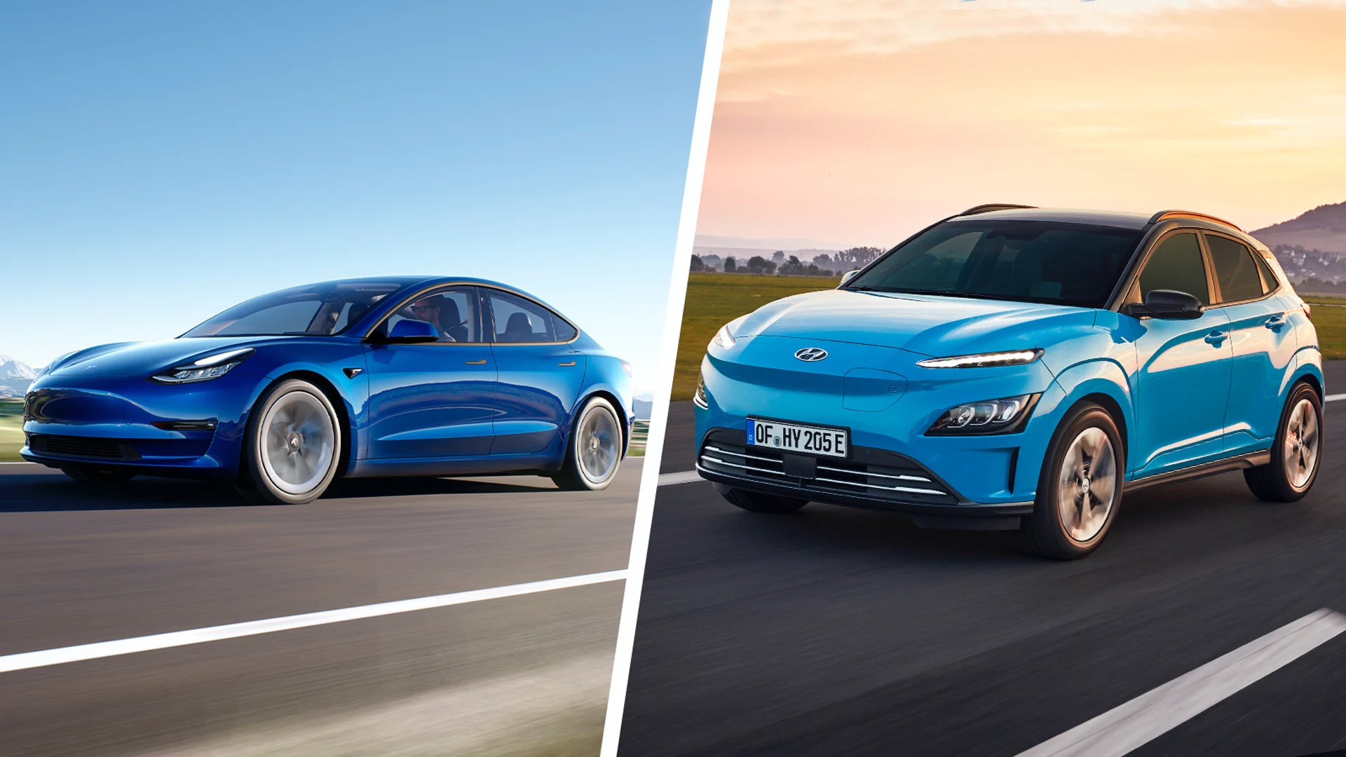 Tesla Model 3 vs. Hyundai Kona Elektro im Vergleich – welcher Stromer hat  die Nase vorne?