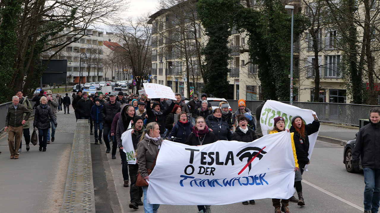 Proteste von 2020 gegen die Tesla Gigafactory in Grünheide
