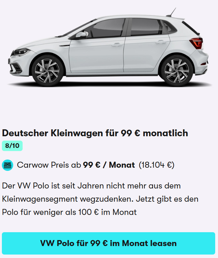 VW Polo in leasing offer - Deal Card