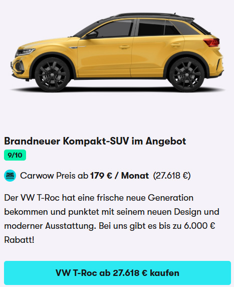 VW T-Roc on offer September 2025 Car Card